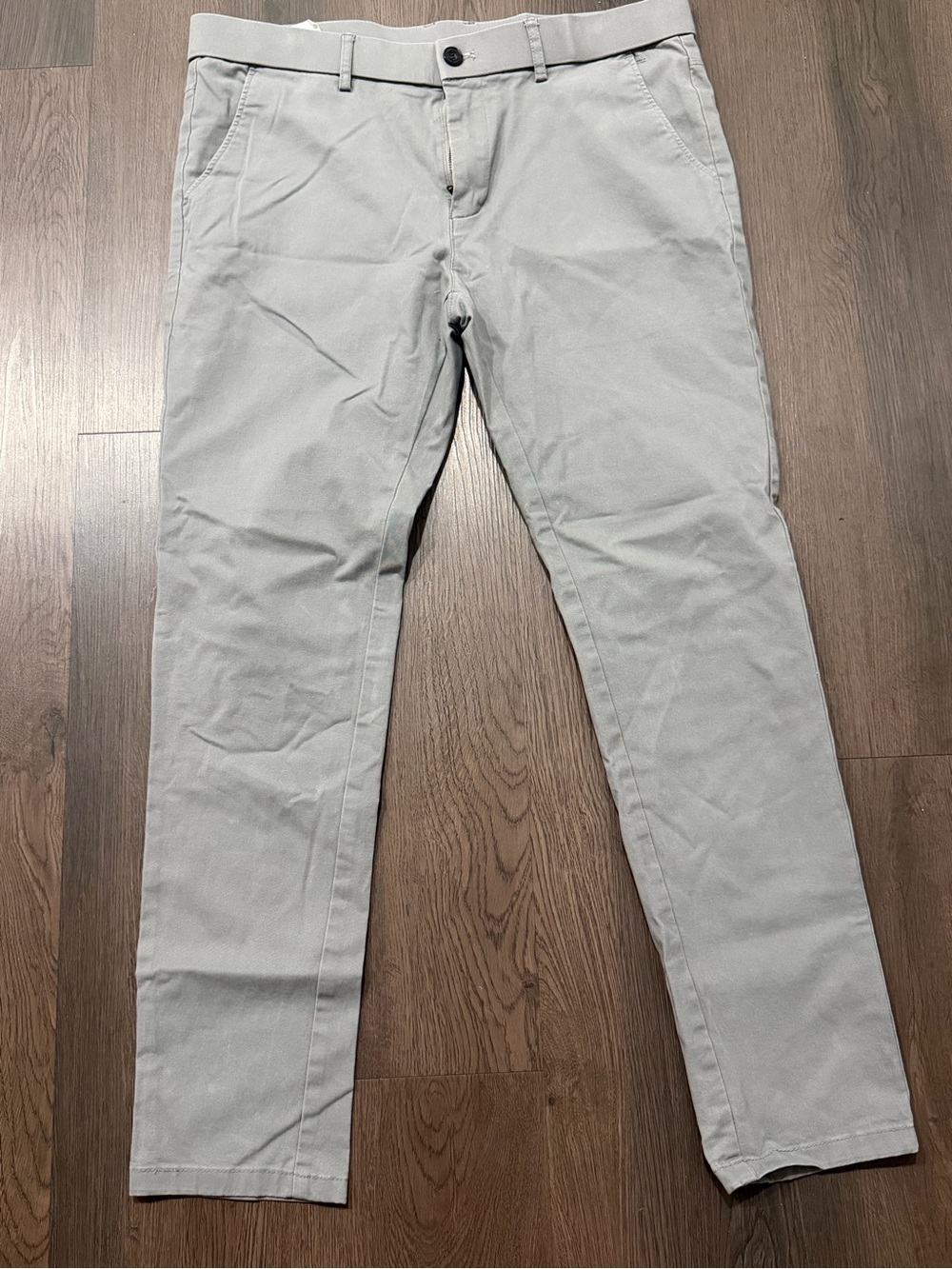Plaid&plain Men's Light Gray Casual Chino Pants